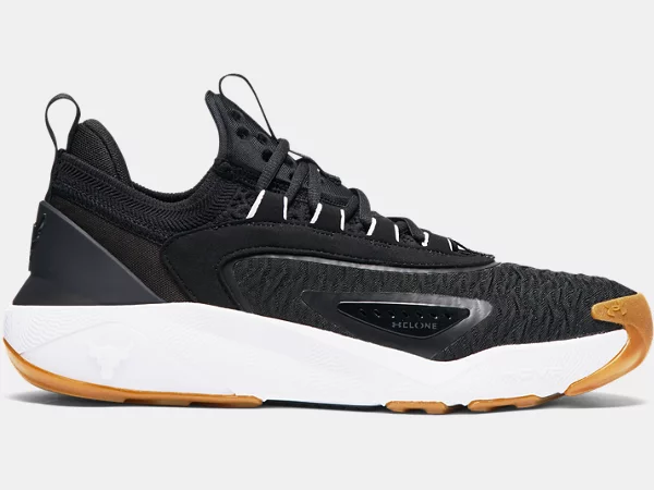 Zapatillas Under Armour Project Rock 7 negras, blancas y con suela color caramelo